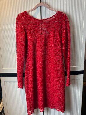 Red Dress by Jump Apparel XL Lace Sequins Lined USA Excellent Condition